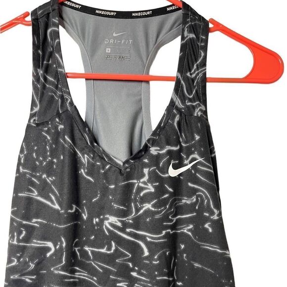 Nike Dri Fit Pure Print Racerback Tennis Tank Top Black and Grey Small - Picture 3 of 5